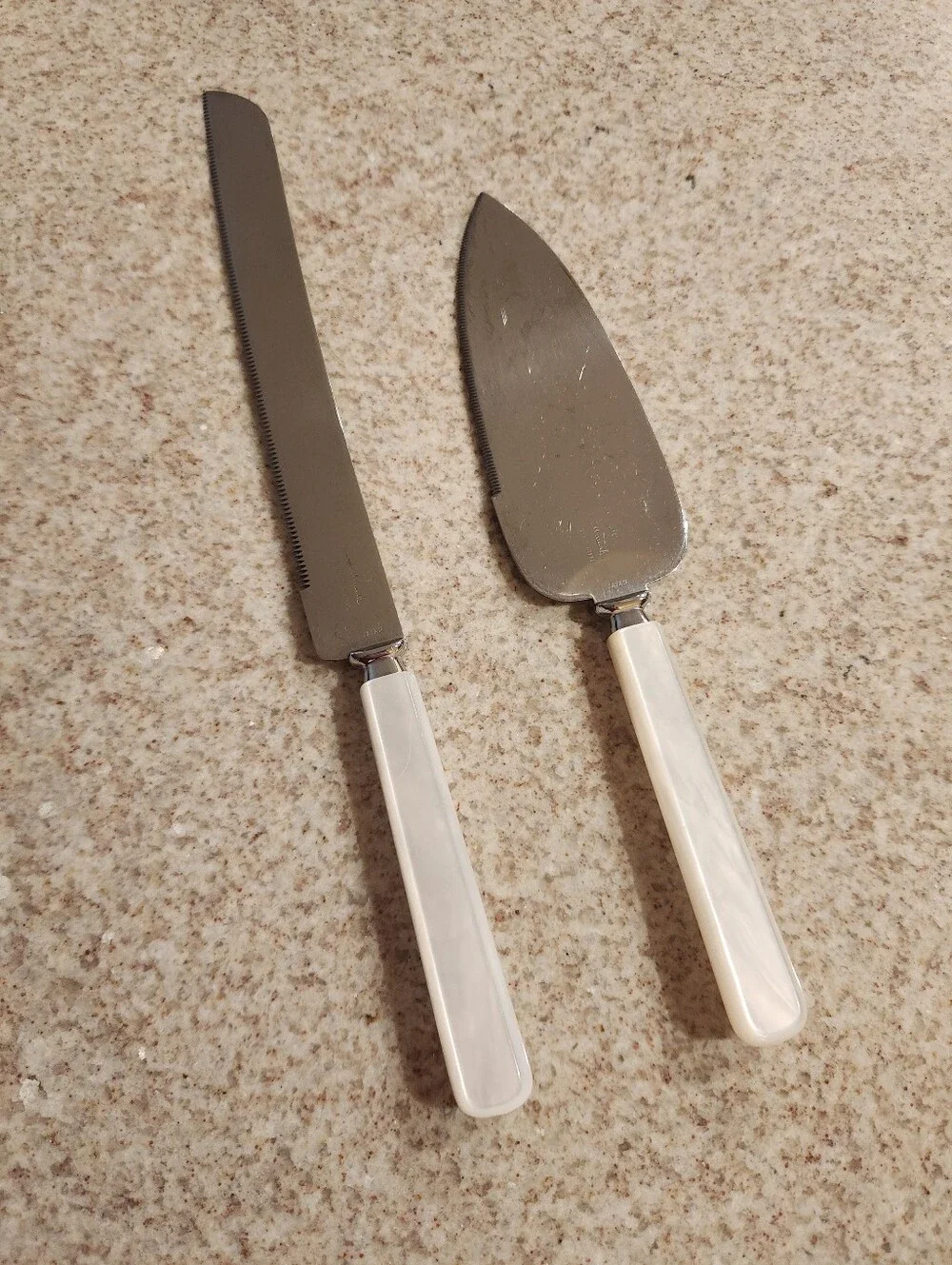 Vintage Hallmark Pearl White Cake Knife and Server Set